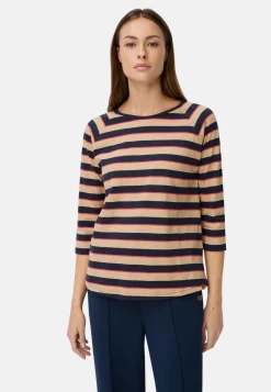 3/4-Arm T-Shirt mit Streifenmuster