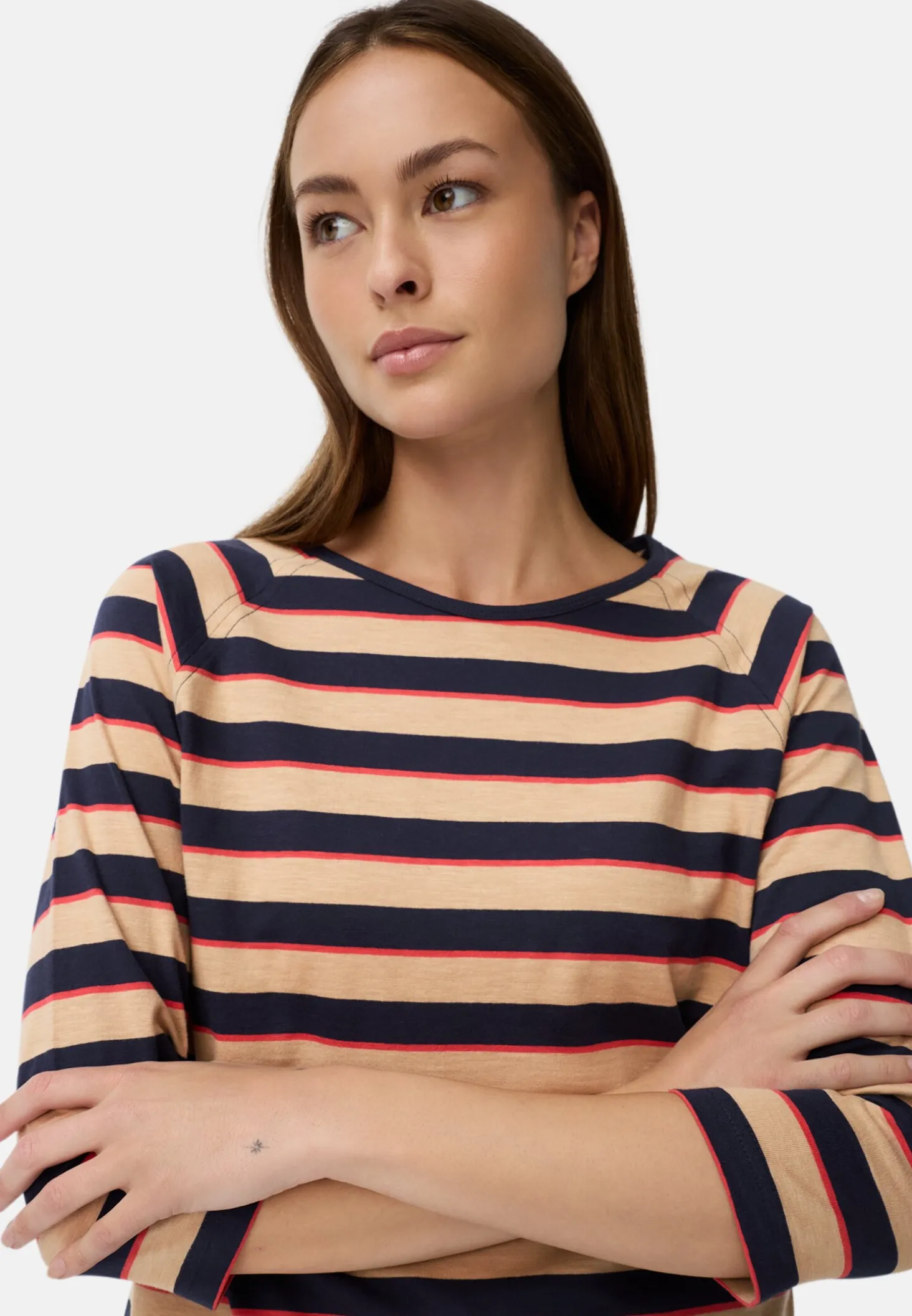 3/4-Arm T-Shirt mit Streifenmuster