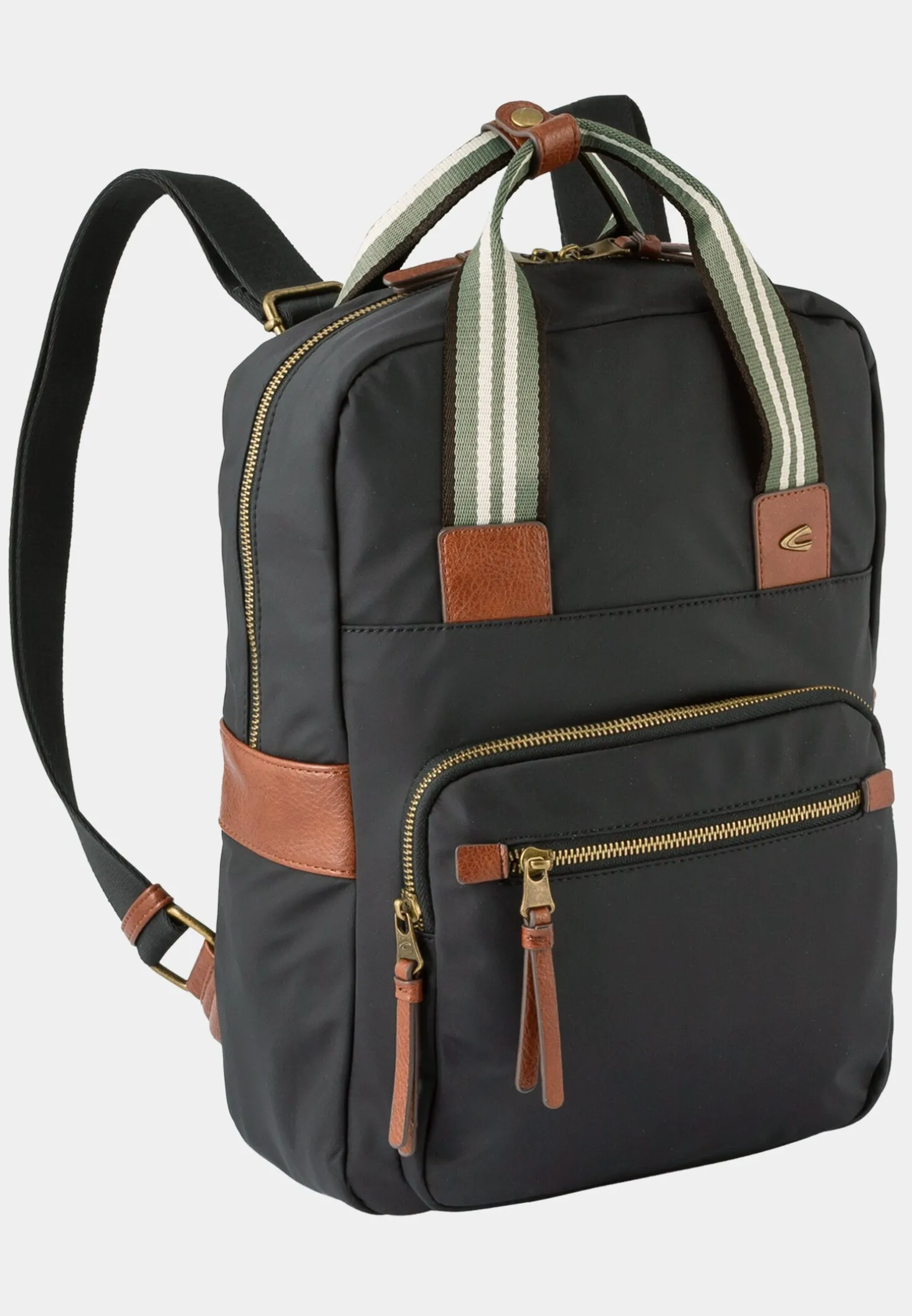 BARI Rucksack mit Kunstlederbesatz
