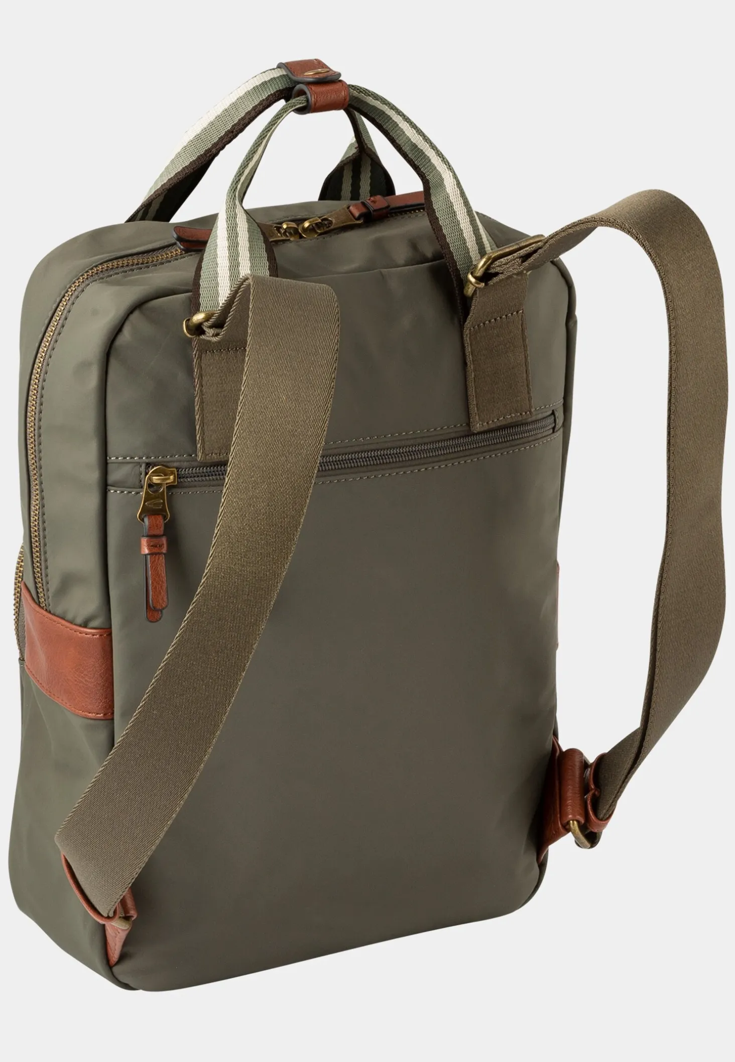BARI Rucksack mit Kunstlederbesatz