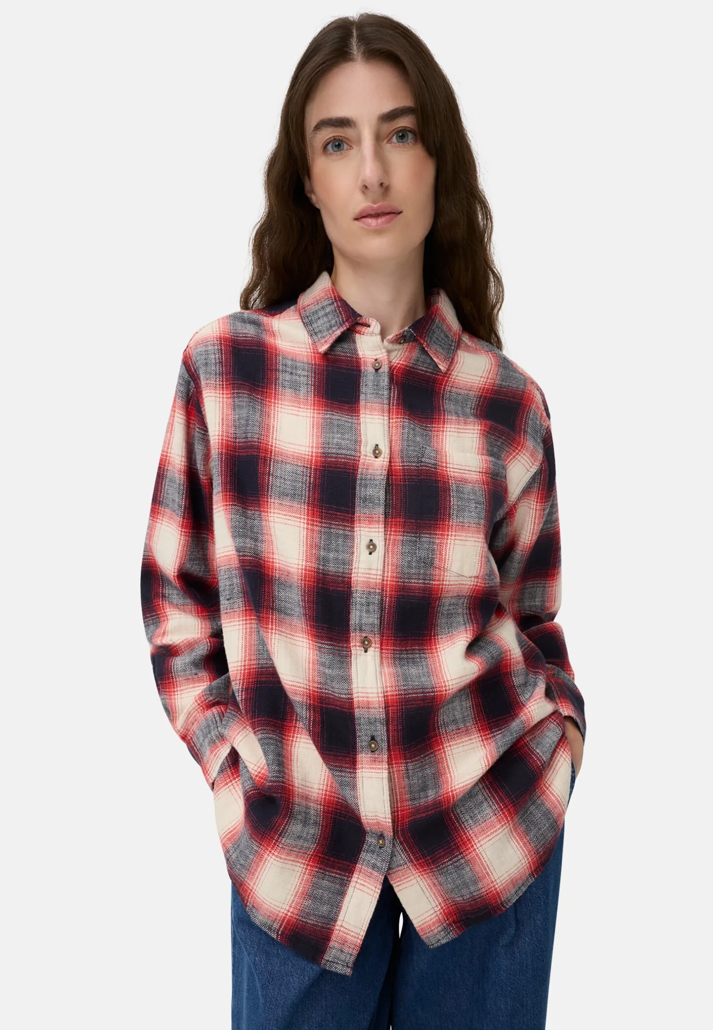 Baumwollbluse mit Brusttasche