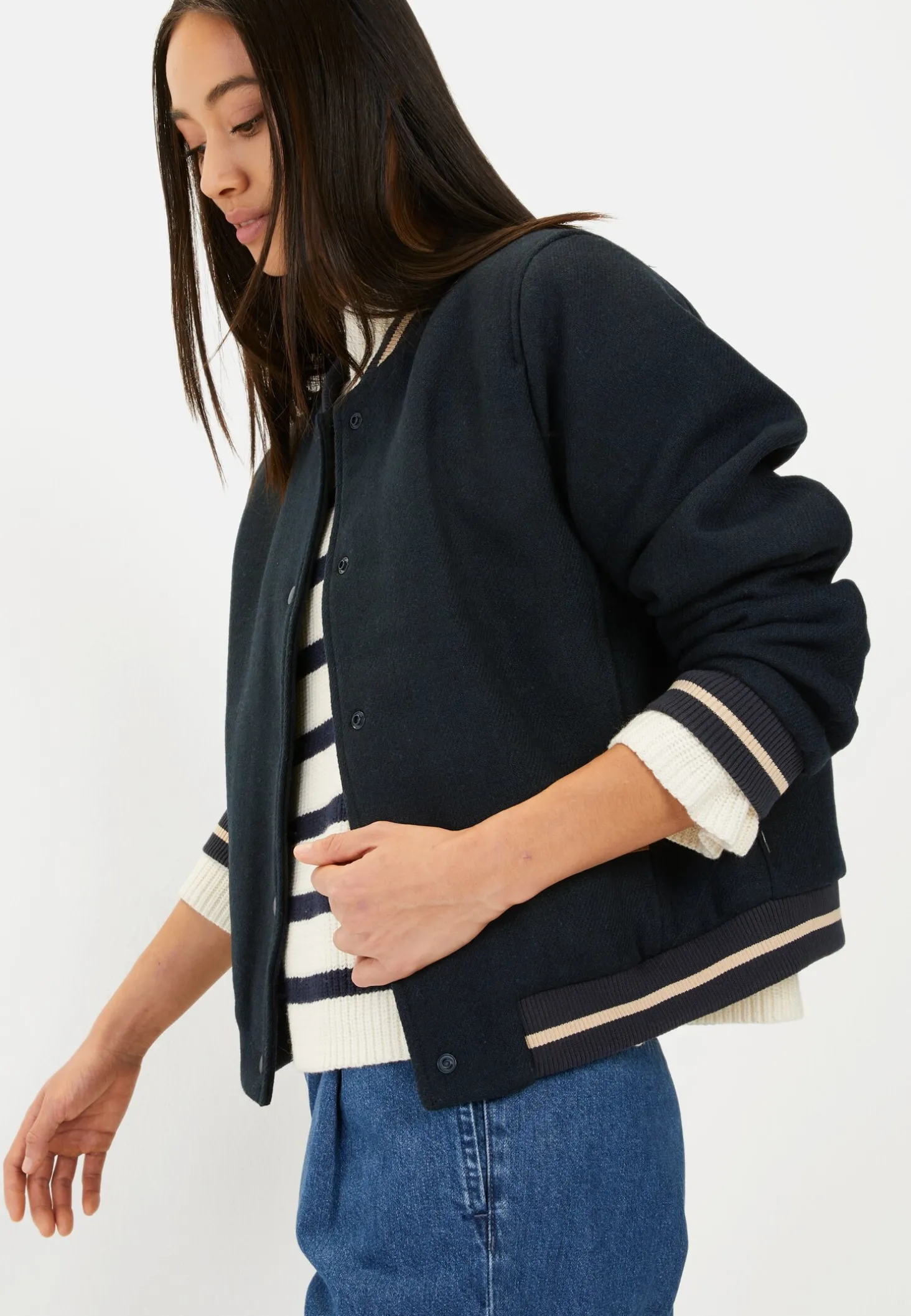 Collegejacke aus einem Wollmix