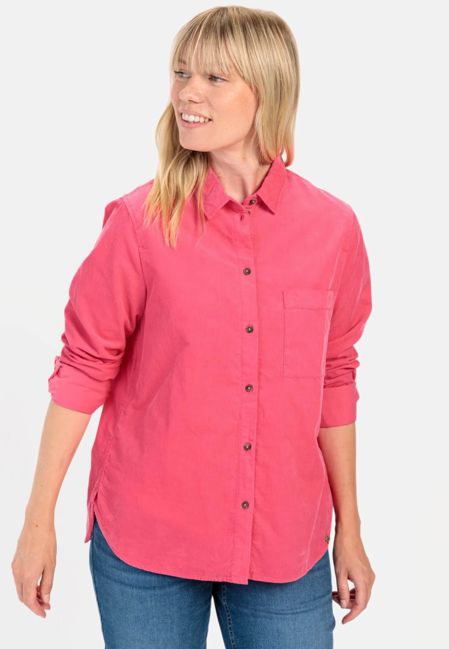 Cordbluse mit Brusttasche