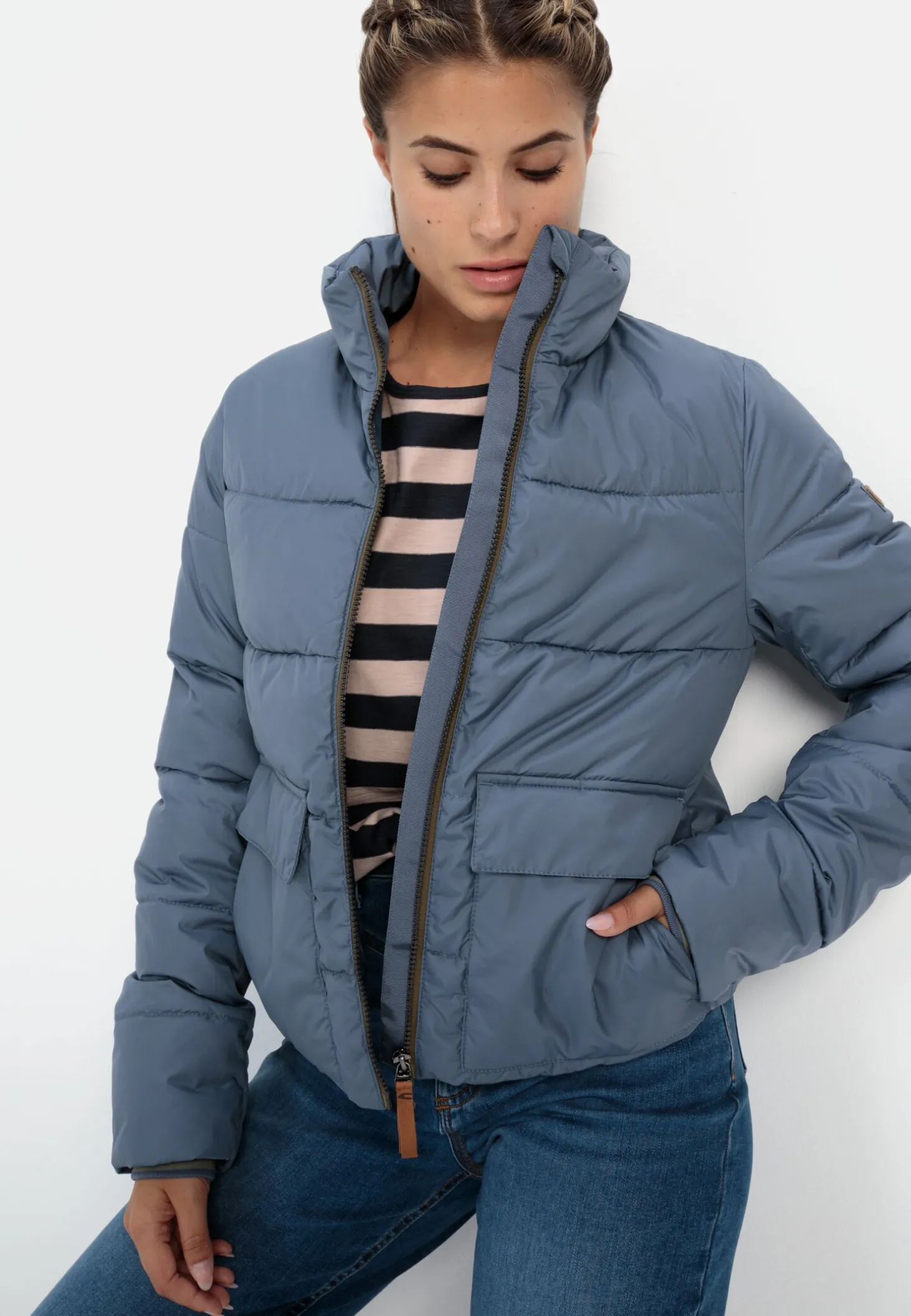 Cropped Pufferjacke aus recyceltem Polyester
