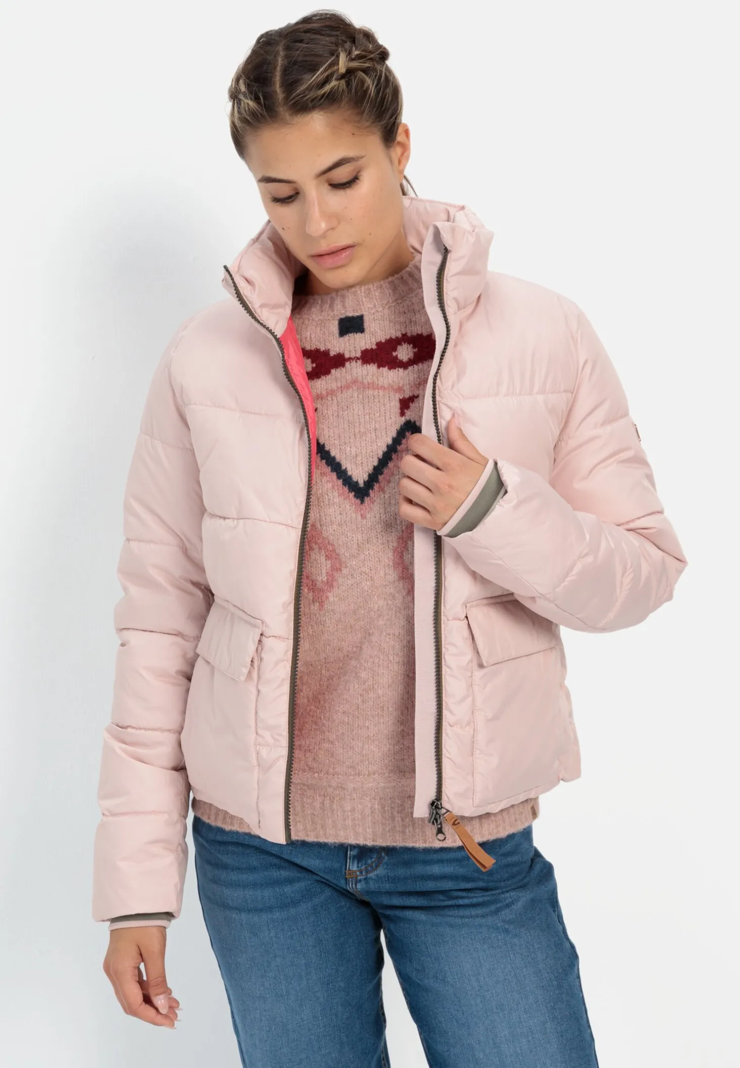 Cropped Pufferjacke aus recyceltem Polyester