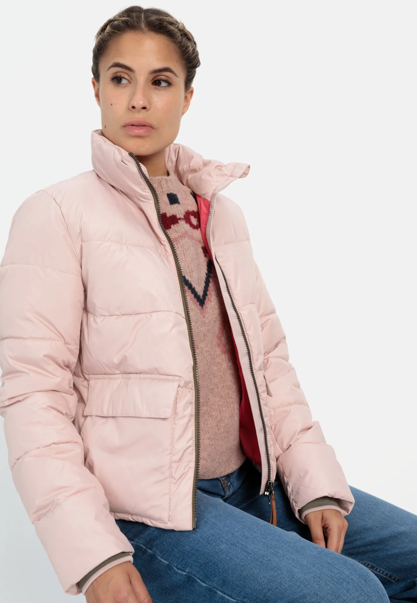 Cropped Pufferjacke aus recyceltem Polyester