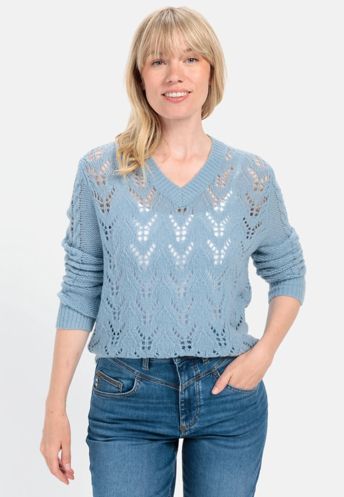 Feinstrickpullover mit V-Ausschnitt
