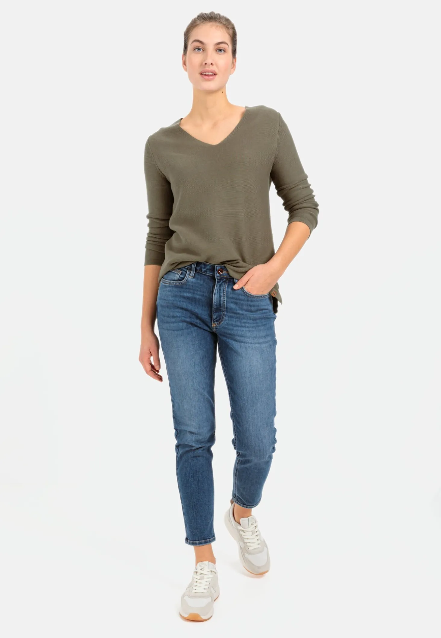Feinstrickpullover mit V-Ausschnitt
