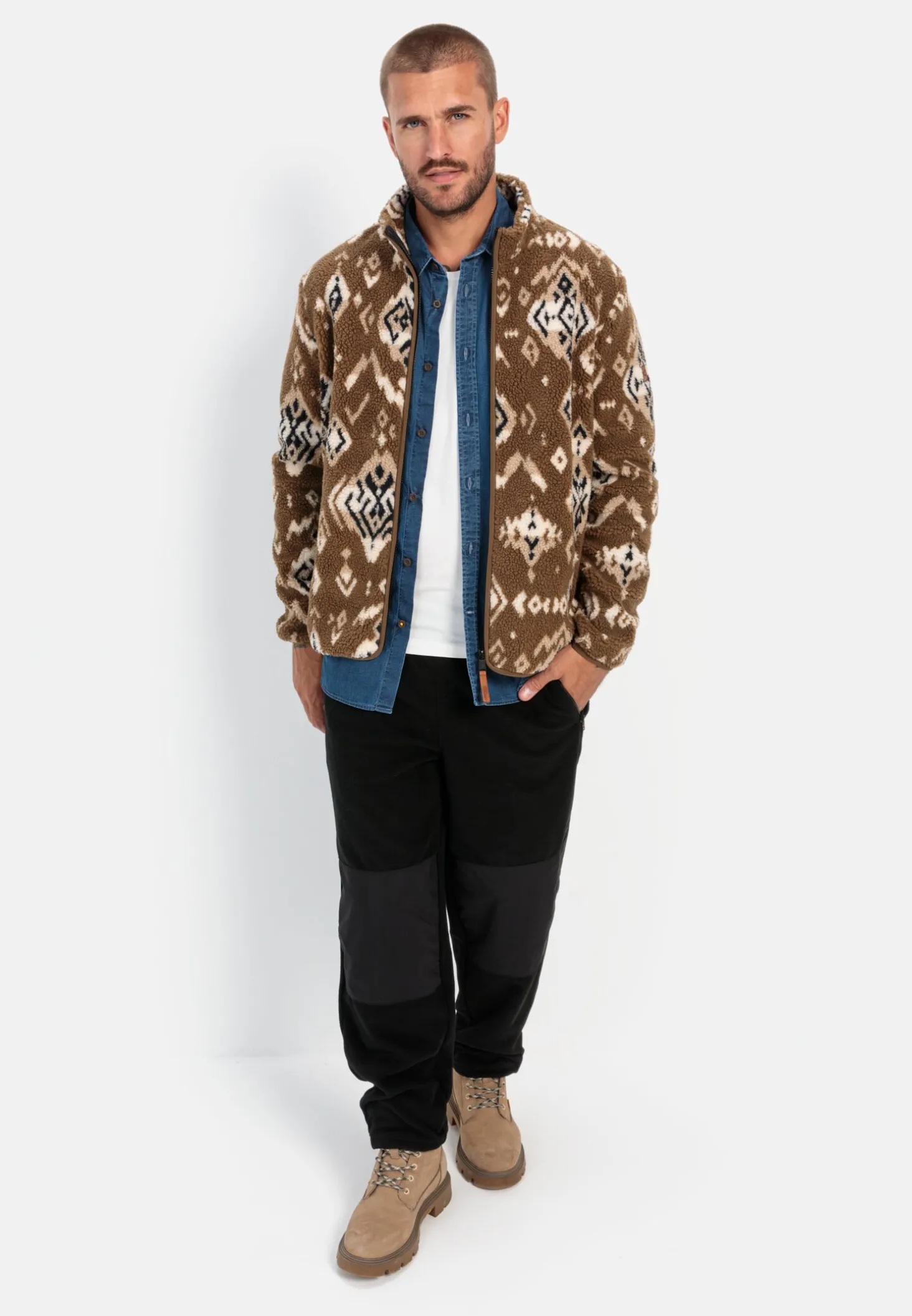 Fleecejacke mit Stehkragen