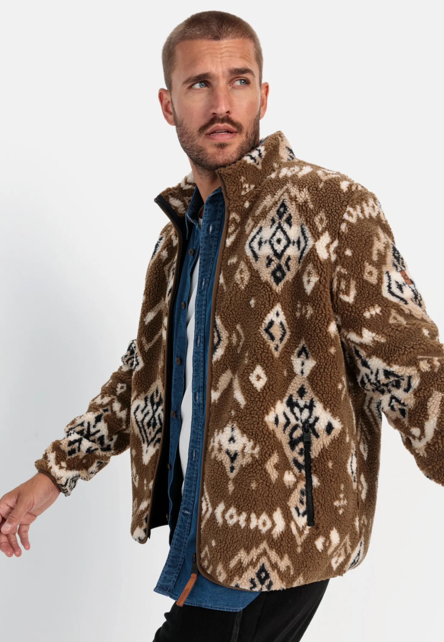 Fleecejacke mit Stehkragen