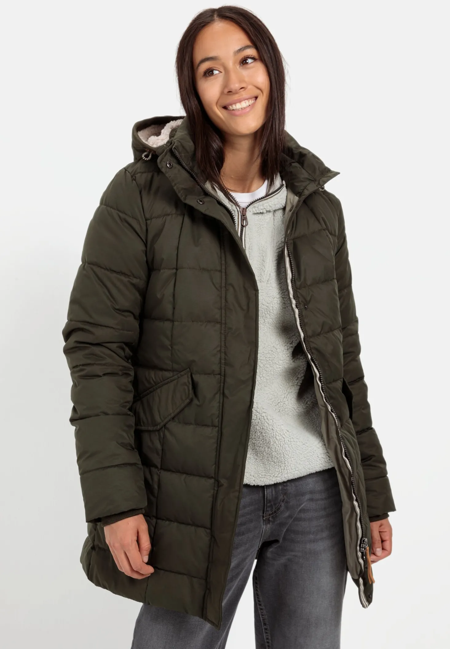 Gesteppte Jacke mit abnehmbarer Kapuze