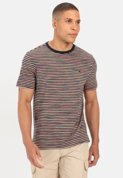 Gestreiftes Rundhals T-Shirt aus reiner Baumwolle