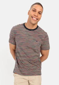 Gestreiftes Rundhals T-Shirt aus reiner Baumwolle