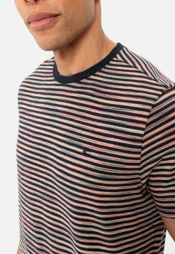 Gestreiftes Rundhals T-Shirt aus reiner Baumwolle