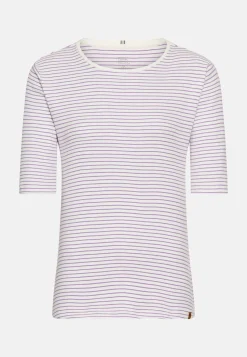 Gestreiftes Rundhals T-Shirt aus reiner Baumwolle