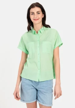 Halbarm Bluse aus einem Baumwoll-Twill