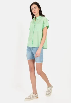 Halbarm Bluse aus einem Baumwoll-Twill
