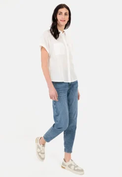 Halbarm Bluse aus einem Baumwoll-Twill