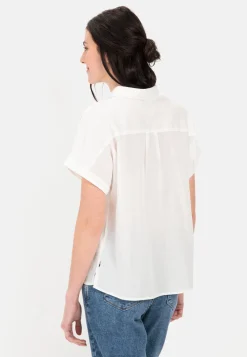 Halbarm Bluse aus einem Baumwoll-Twill