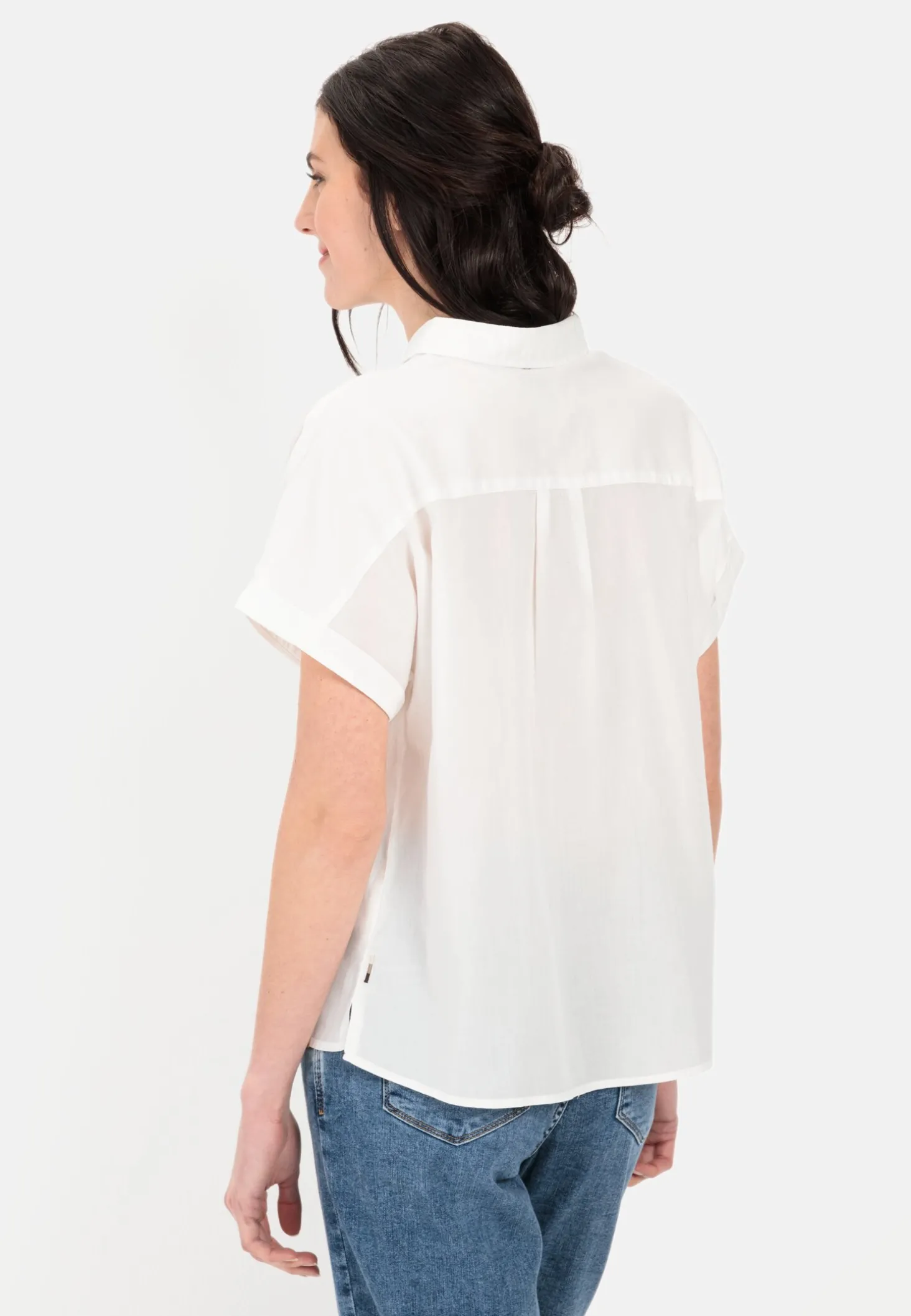 Halbarm Bluse aus einem Baumwoll-Twill