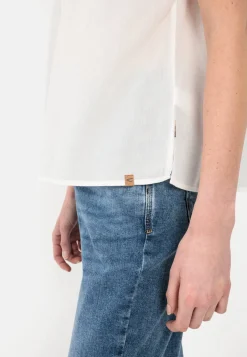 Halbarm Bluse aus einem Baumwoll-Twill