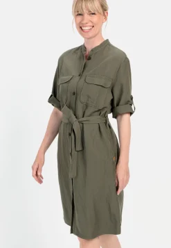Halbarm Kleid mit Stehkragen