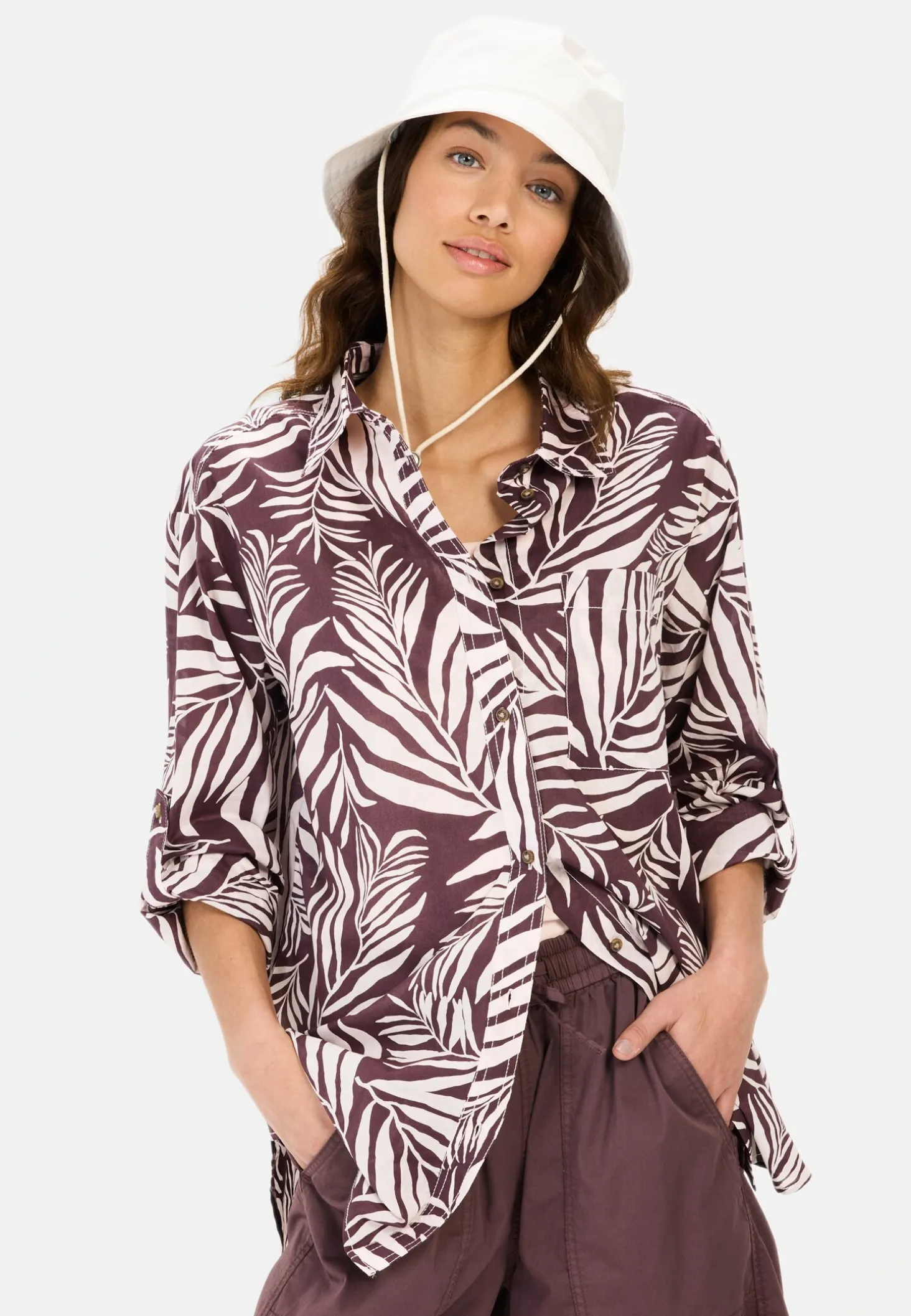 Hemdbluse mit Blumenprint aus Baumwolle
