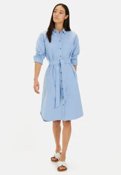 Hemdblusenkleid mit Stoffbindegürtel