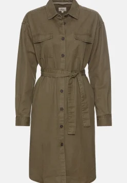Hemdblusenkleid mit Stoffbindegürtel