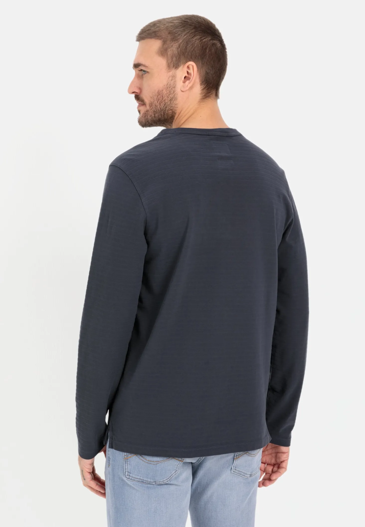 Henley Langarmshirt aus reiner Baumwolle