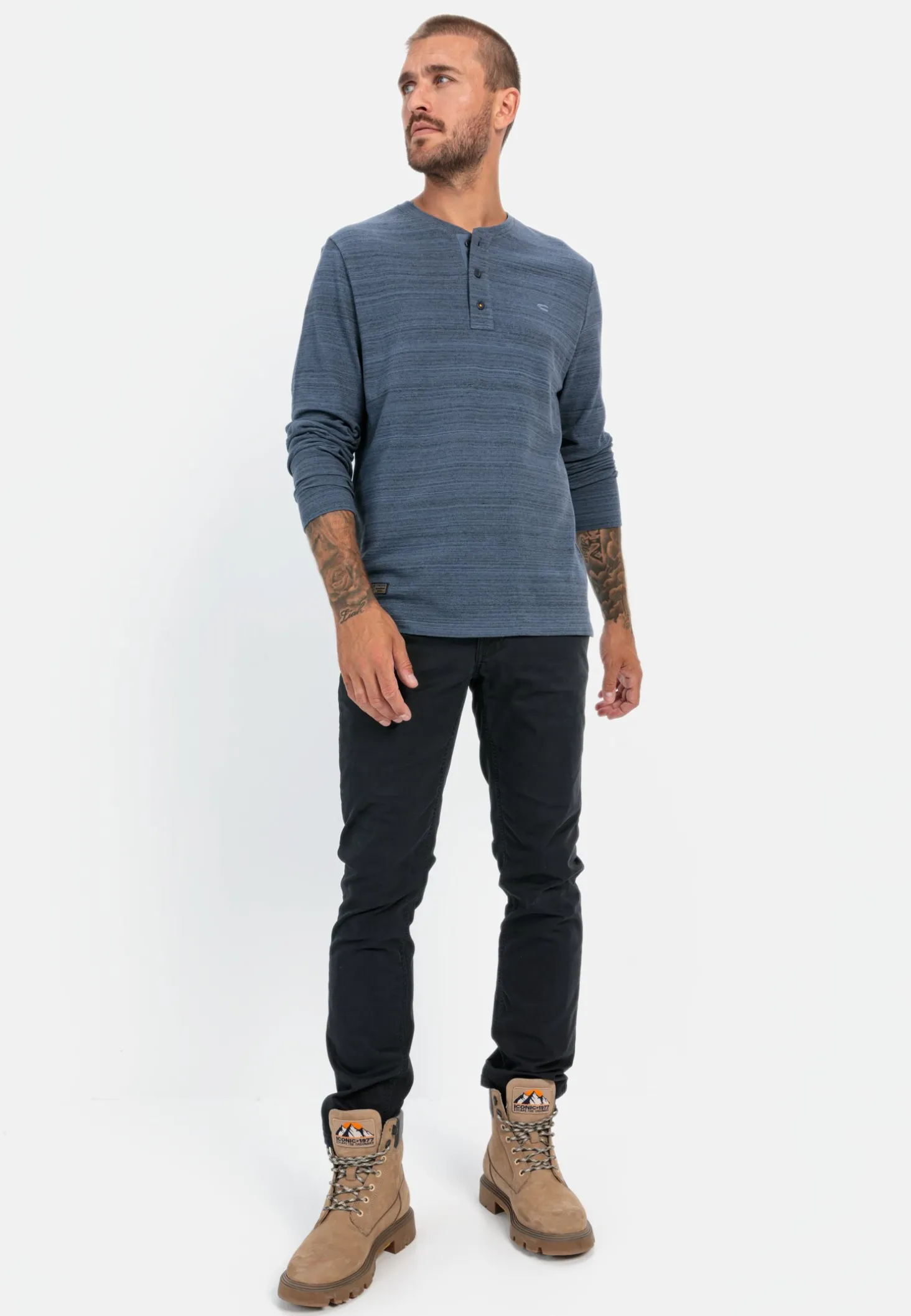 Henley Langarmshirt mit Cooling Effekt