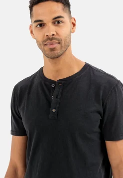 Henley Shirt mit kurzem Arm aus reiner Baumwolle