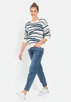 Intarsien Strickpullover aus reiner Baumwolle