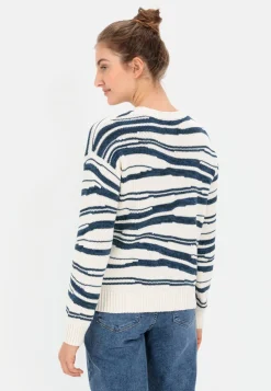 Intarsien Strickpullover aus reiner Baumwolle