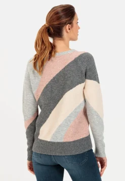 Intarsien Strickpullover mit Rundhalsausschnitt