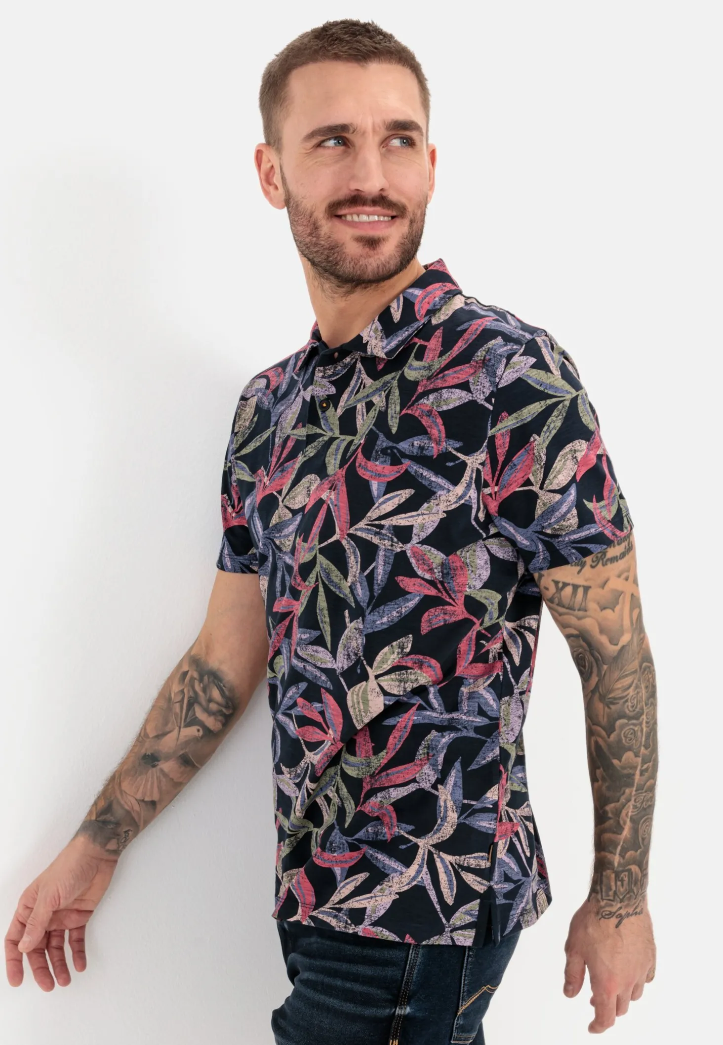 Jersey Poloshirt mit Allover-Print