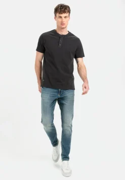 Kurzarm Henley aus reiner Baumwolle