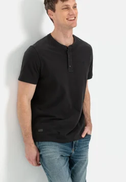 Kurzarm Henley aus reiner Baumwolle