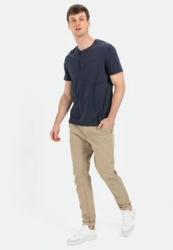 Kurzarm Henleyshirt aus reiner Baumwolle