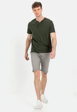 Kurzarm Henleyshirt aus reiner Baumwolle