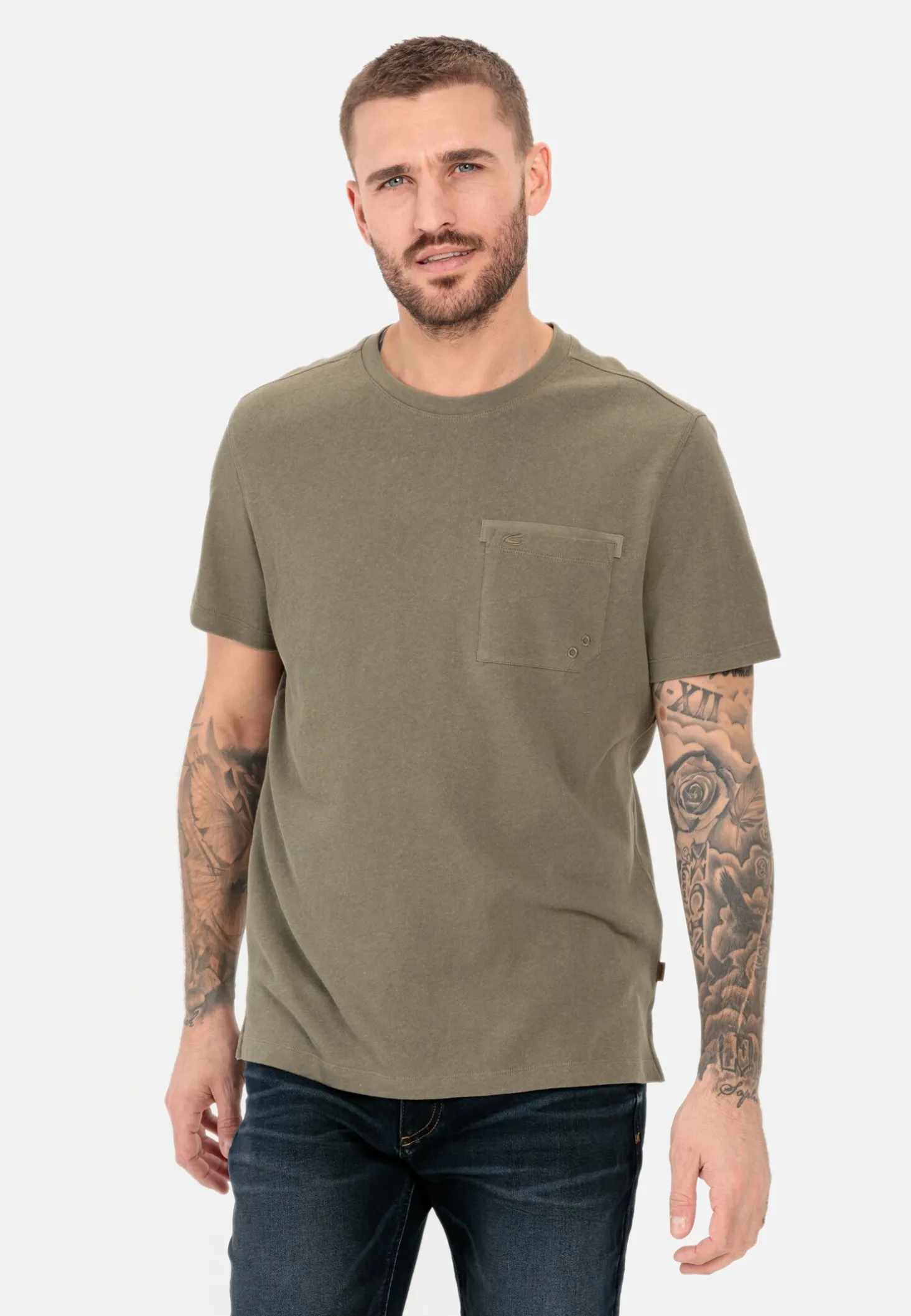 Kurzarm T-Shirt aus Baumwoll-Leinen-Mix