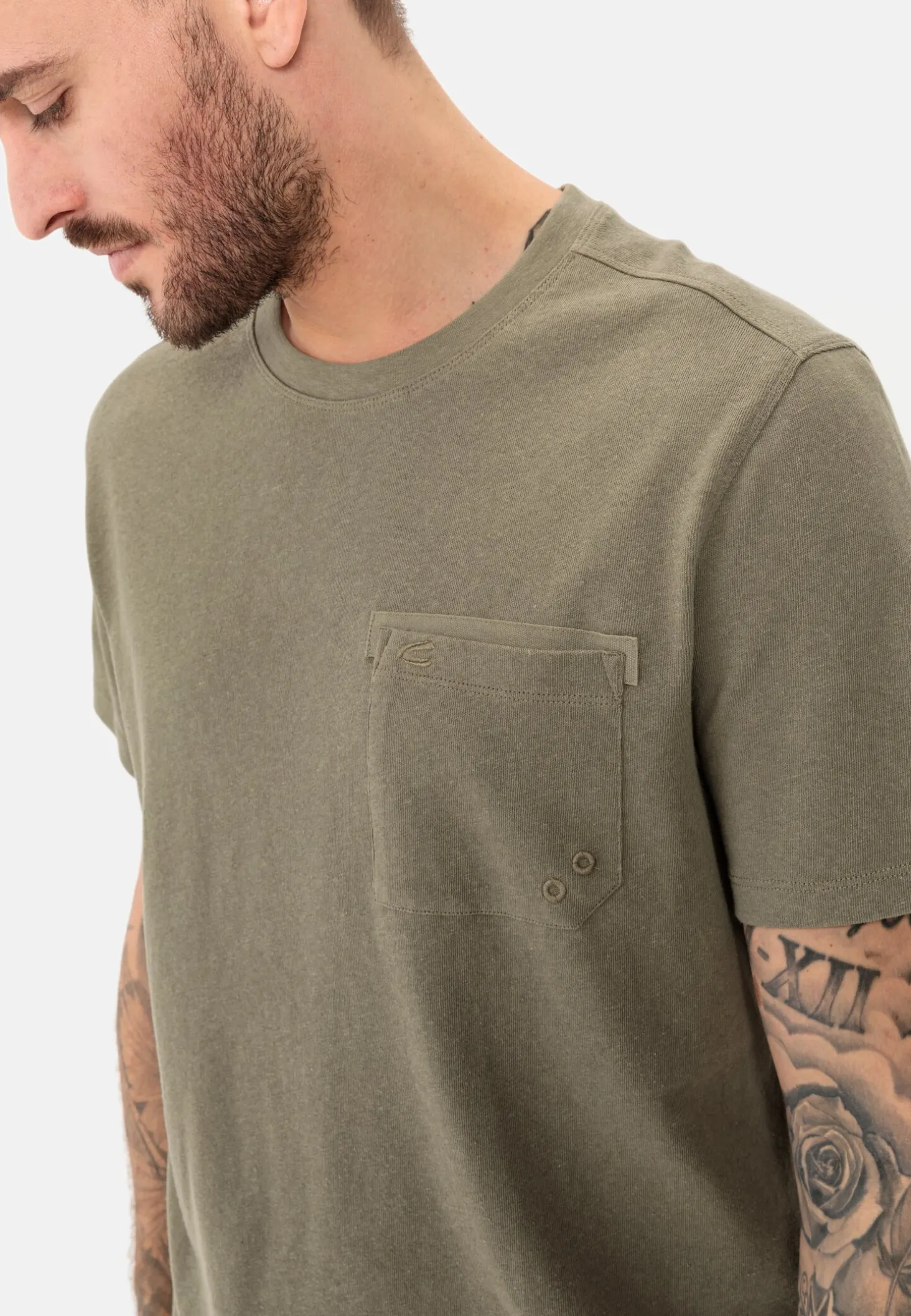 Kurzarm T-Shirt aus Baumwoll-Leinen-Mix