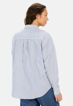 Langarm Bluse aus reiner Baumwolle mit Kentkragen und Brusttasche