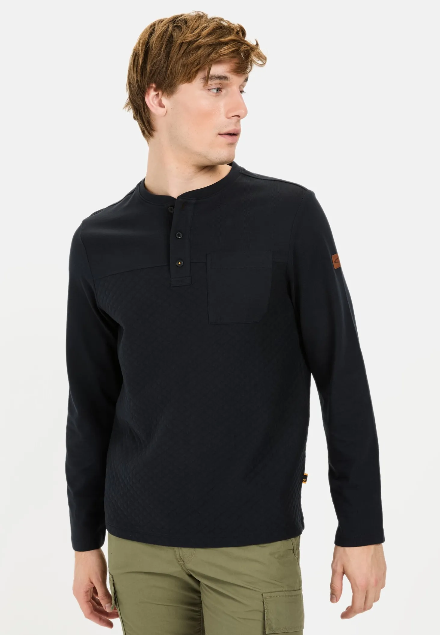 Langarm Henley mit Brusttasche