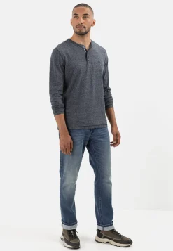 Langarm Henleyshirt aus nachhaltigem Baumwollmix