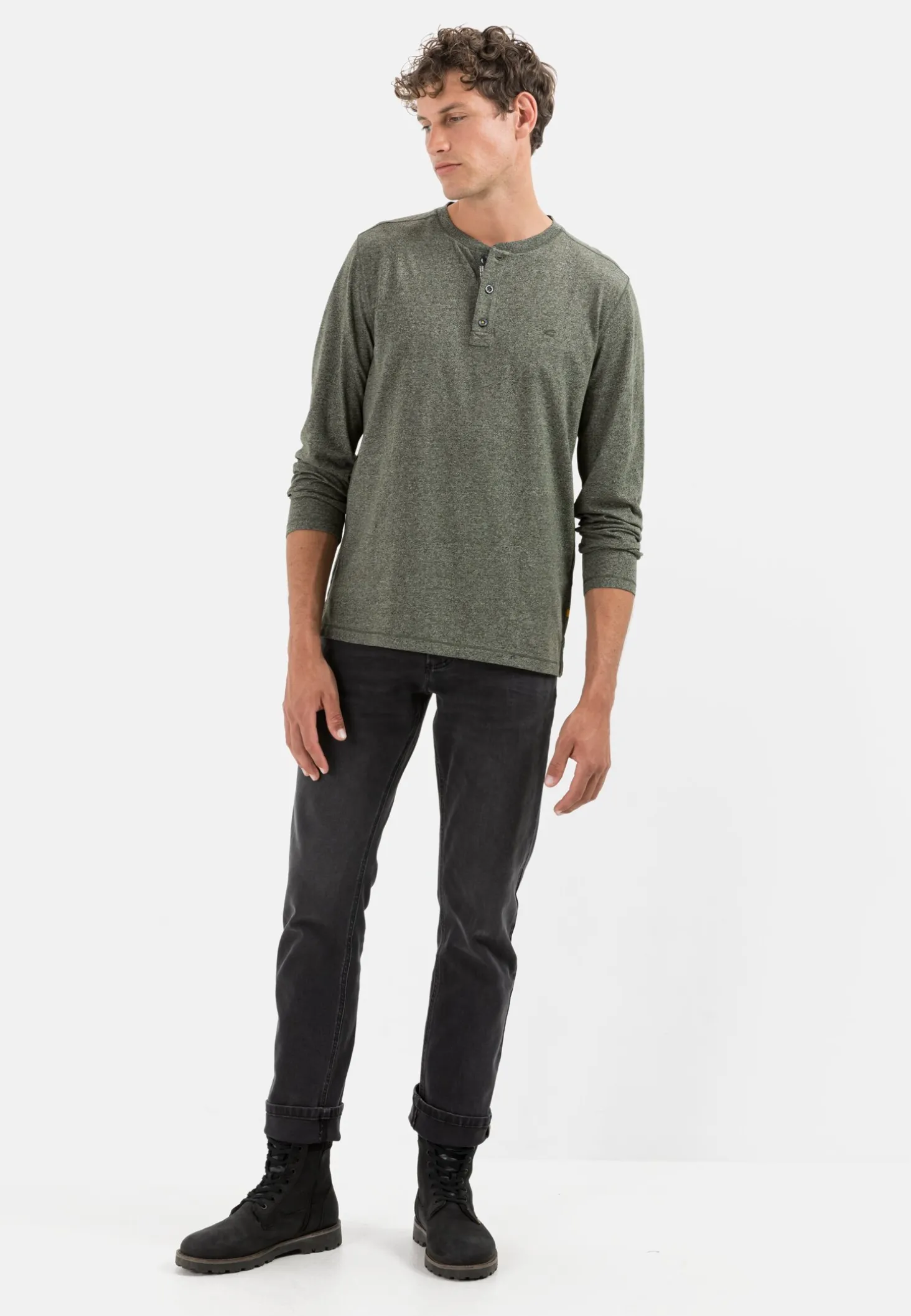 Langarm Henleyshirt aus nachhaltigem Baumwollmix