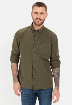 Langarm Shirt aus reiner Baumwolle mit Button-Down Kragen und Brusttasche