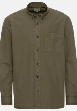 Langarm Shirt aus reiner Baumwolle mit Button-Down Kragen und Brusttasche