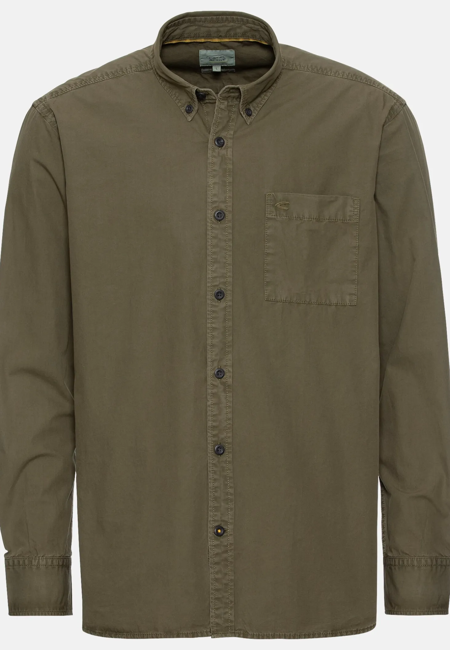 Langarm Shirt aus reiner Baumwolle mit Button-Down Kragen und Brusttasche