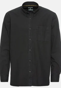 Langarm Shirt aus reiner Baumwolle mit Button-Down Kragen und Brusttasche